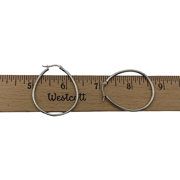 NEW Stainless Steel Polished Silver Hoop Earrings, Lot of 3 - Picture 6 of 8